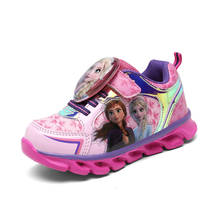 Disney сезон весна-лето Новый светодиодный светильник обувь «Холодное сердце» 2 туфли принцессы детская обувь на каждый день с изображением Эльзы и Анны для девочек со светящейся вставкой; Спортивная обувь 2024 - купить недорого