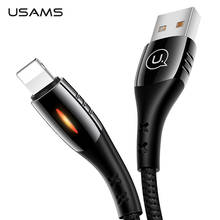 USAMS 2.4A LED Usb Cable For iPhone XS Max 8 7 6 6S 5S XR Cable Fast Charging Cord Wire Data Cable for Lighting iphone charger 2024 - buy cheap