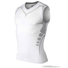 Mens Running Vest Compress Sleeveless T Shirt Spandex Fitness Athletic Gym Running Shirts 2024 - buy cheap