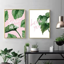 Nordic Style Green Leaves Pink Love You Sweet Home Canvas Painting Wall Art Painting Decorative Picture Modern Home Decorat 2024 - buy cheap