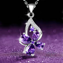 925 Silver Amethyst Pendant Crystal Necklace Fashion Charm Jewelry Carved Amulet Gifts for Her Women 2024 - buy cheap