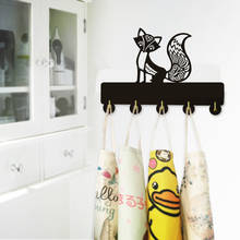 Fox animal wooden keychain, coat hook wall-mounted door hanger, hat clothes kitchen bathroom bedroom office 2024 - buy cheap