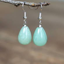 Natural Stone Earrings for Women Green Aventurine Water Drop Earring Elegant Dangle Earrings Fashion Jewelry Gifts 2024 - buy cheap