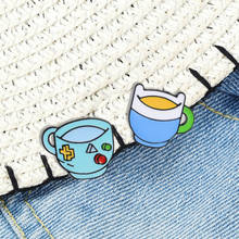 Cartoon Blue Cup Enamel Pins Cute Mini Coffee Cup Brooches Lovely Badge For Women Men Denim Jackets Shirts Lapel Pins Jewelry 2024 - buy cheap