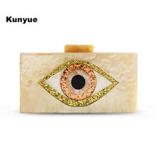 22New Trendy Evil Eyes Pattern Acrylic Evening Bag Women Messenger Shoulder Nude Handbags Luxury Glitter Party Prom Clutch Purse 2024 - buy cheap