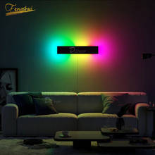 Luminária de parede em led moderna, minimalista, controle remoto rgb, lâmpada de parede ajustável, colorida, para sala de estar, quarto, iluminação de cabeceira 2024 - compre barato