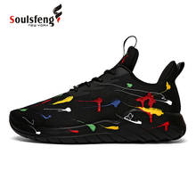 Soulsfeng Sneakers For Men Inkjet pattern Mesh Breathable Running Shoes Black Lightweight Training Athletic Sneakers For Womens 2024 - buy cheap