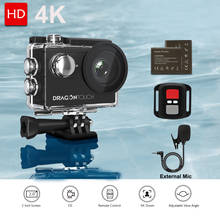 Экшн-камера Dragon Touch 4, 4K, EIS, 16 МП, с поддержкой внешнего микрофона, подводная камера с Wi-Fi и дистанционным управлением, Спортивная камера 2024 - купить недорого