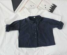 Camisa de algodão para meninos, camiseta manga longa para crianças, cor sólida, roupas casuais com lapela para bebês, camisa de outono de alta qualidade 2024 - compre barato