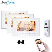 Jeatone-sistema de intercomunicação inteligente com vídeo para porta, wi-fi, 3x4 p, monitor de visão noturna + 1x960p, com senha e câmera de desbloqueio 2024 - compre barato