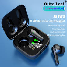 J6-auriculares TWS inalámbricos por Bluetooth 5,2, cascos deportivos con Control táctil y pantalla LED, para música, funciona en todos los teléfonos inteligentes 2024 - compra barato