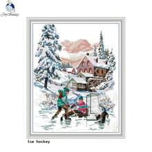 JoySunday ice hockey game cross stitch kit 11CT 14CT printed fabric counted canvas embroidery set needlework decorative painting 2024 - buy cheap