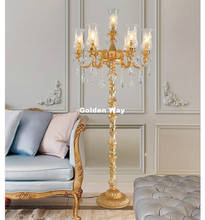 Luminária de piso cristal dourada, luminária de piso, led de alta qualidade, para decoração de casa, d60cm h160cm 2024 - compre barato