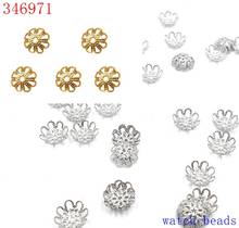 2017 Promotion yiwu Beads 10mm 100 pcs/lot DIY Gold/Silver Plated Hollow Flower Metal Charms Bead Caps 2024 - buy cheap