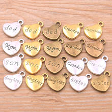 10PCS 17*18mm Three Color Metal Alloy Double Sided Heart Charms Alphabet Family Pendants For Jewelry Making DIY Handmade Craft 2024 - buy cheap