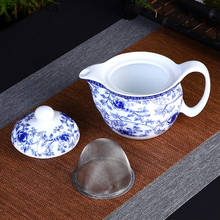 Tetera de porcelana azul y blanca de 350ml con colador de acero inoxidable, taza de té de cerámica japonesa de alta gama de kung fu, creativa 2024 - compra barato