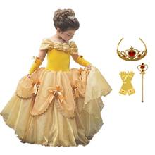 Cosplay Baby Girls Clothes Princess Yellow Dress Girls Halloween Costume Kids Dresses For Girls Disguised Party Fantasia Vestido 2024 - buy cheap