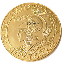 1915-s $50 panamá-pacífico moeda redonda cincinquenta dólares banhados a ouro real moedas americanas cópia 2024 - compre barato