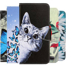 Кожаный чехол-бумажник с кошкой бабочкой для Samsung Galaxy M11 A01 A21 A31 A41 A51 A71 A30S A50 S8 S9 S10 Lite S20 Plus A70 A30 2024 - купить недорого