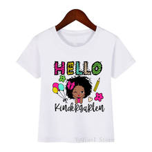 Hello kindergarten cute little melanin print black girt t-shirt funny kids graphic t shirts child summer top autumn basic tshirt 2024 - buy cheap