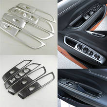 4 Pcs Interior ABS Chrome/Carbon Fiber Car Door Window Switch Lift Panel Trim Cover For Renault Koleos For Samsung QM6 LHD 2017 2024 - buy cheap