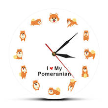 I Love My Pomeranian Dog-Reloj de pared moderno con estampado de dibujos animados, decoración de animales de guardería, Spitz Puppy, arte de pared de raza de perro 2024 - compra barato