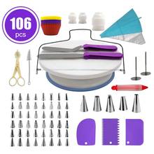 Kit de herramientas multifunción para decoración de pasteles, plato giratorio para pastel, tubo de pastelería, herramienta de Fondant, postre de cocina, suministros de pastelería, 106/72 Uds. 2024 - compra barato