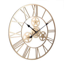 Relógio de parede mudo de ferro forjado, 1 peça, 24 polegadas, 60cm, numeral romano, relógio de parede silencioso, decoração-vintage, ouro e prata 2024 - compre barato