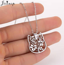 Jisensp Unique Design Cute Cat Necklace Chain Women Trendy Jewelry Branch Leaf Flower Pendant Animal Necklace Girls Wedding Gift 2024 - buy cheap