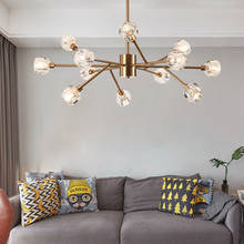 Luminária de teto luxuosa com bola de cristal, lustre dourado g9 led para quarto, sala de jantar, luminária de iluminação 2024 - compre barato