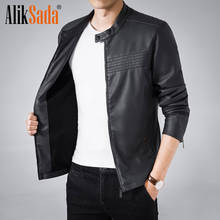 Aliksada Men 2020 Autumn New Thick Fleece PU Leather Jackets Coat Men Winter Brand Casual Motor Outwear Faux Leather Jackets Men 2024 - buy cheap