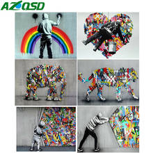 AZQSD-pintura de diamantes 5D para retrato, decoración para habitación de niños, regalo hecho a mano con diamantes cuadrados, bordado de animales 2024 - compra barato