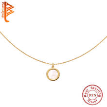 100% Round Pearl Coin 925 Sterling Silver Pendant Necklace With 18K Gold Plated Necklace For Women Accessory 2024 - buy cheap