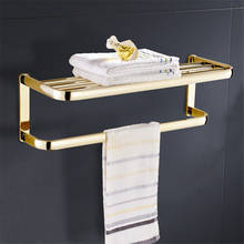 Tuqiu suporte de toalha para banheiro, prateleira fixa dourada para toalha de banho, para fixação total em parede de bronze 2024 - compre barato