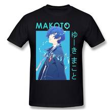 Camiseta de anime engraçado makoto yuki minato de cabelo azul persona3 protagonista moda manga curta para homem 2024 - compre barato