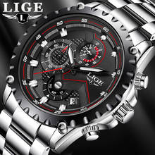 2022 LIGE Fashion Mens Watches Top Luxury Brand Silver Stainless Steel 30m Waterproof Quartz Watch Men Army Military Chronograph 2024 - buy cheap