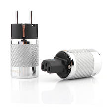 Conector de enchufe de alimentación Schuko chapado en rodio de fibra de carbono de audio Hifi, conector hembra IEC 2024 - compra barato