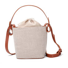 Casual Linen Drawstring Bucket Shoulder Bag Women Fashion Portable Small Purse Summer Girls Travel Shopping Phone Pocket Handbag 2024 - buy cheap