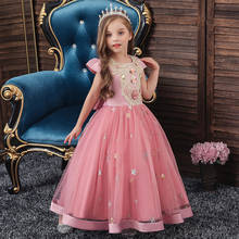 Новое платье принцессы с бантом для детей от 2 до 12 лет Детское платье с цветочной вышивкой винтажные Детские платья для девочек для свадебной вечеринки, торжественное бальное платье 2024 - купить недорого