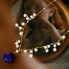 SINZRY креативные Винтажные Ювелирные изделия ручной работы, натуральный пресноводный жемчуг, фиолетовый высушенный цветок, женские подвески, ожерелья 2024 - купить недорого