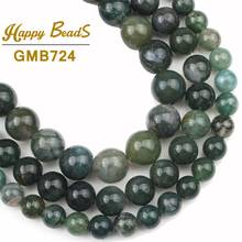 Natural Green Moss Agates Stone Beads Round Loose Spacer Bead For Jewelry Making Diy Earring Bracelet Accessories 4/6/8/10/12mm 2024 - buy cheap