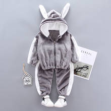 Baby Kids Winter Clothing Set Cute Cat Newborn Thick Warm Cotton-Padded Clothes For Boys Girls Hooded Tops+Pants 2PCS/SET 2024 - buy cheap
