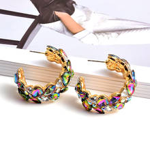 Wholesale ZA Hot Styles Colorful Crystals Metal Earrings Fashion Trendy Drop Earrings Jewelry Accessorie For Women 2024 - buy cheap