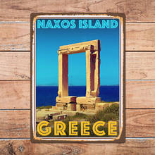 Naxos-señal de Metal de hojalata de la isla de Grecia, decoración de pared para el hogar, estilo Retro Vintage, póster de viaje, Bar/Pub/Cueva de hombre 2024 - compra barato