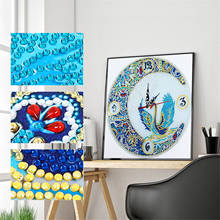 Diy especial em forma de diamante pintura relógio conjunto parte broca diamante peafowl mosaico bordado diy arte artesanato mandala decoração da sua casa 2024 - compre barato