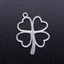 5pcs/lot Hollow Heart Four Flower Stainless Steel DIY Charms Wholesale High Polished Jewelry Making Charm 2024 - buy cheap