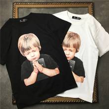 DUYOU Praying little boy Print T-shirts Fashion Summer Hip Hop Casual Streetwear Tshirts Men Harajuku Short Sleeve Tops Male 2024 - buy cheap