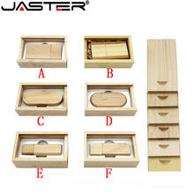 JASTER Promotions Wooden USB2.0 + push box 16GB Flash Drive 32gbU Disk 64GB Flash Drive FREE LOGO Wedding Gift 4GB Memory Stick 2024 - buy cheap