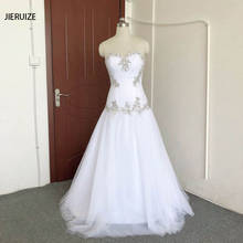 JIERUIZE White Tulle Silver Beads Luxury Wedding Dresses Sweetheart Lace Up Back Beach Bridal wedding Gowns Real Dress 2024 - buy cheap