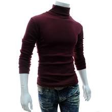 Autumn Winter Men Sweater Men Turtleneck Solid Color Casual Sweater Men Slim Knitted Warm Pullovers 2024 - buy cheap